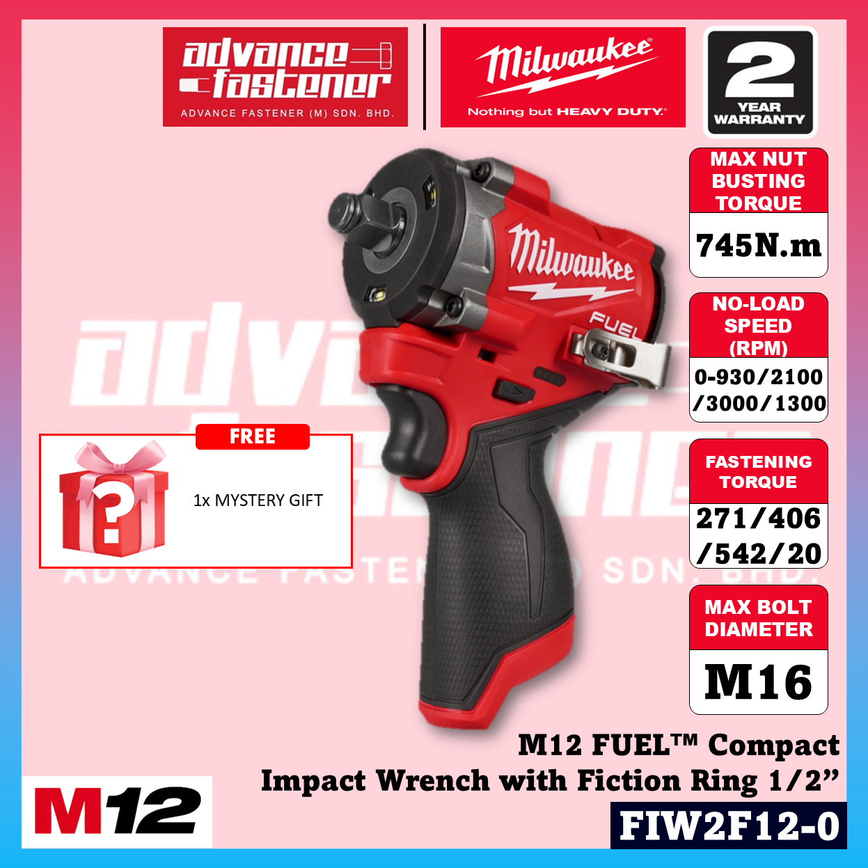 Milwaukee M12™ Mini But Mighty Kit ( FIW2F12 M12 FUEL™ Compact Impact Wrench & FPD2 M12 FUEL™ Gen III Percussion Drill / Driver )