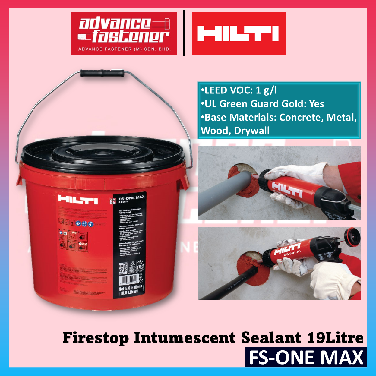 HILTI FS-ONE MAX Firestop Intumescent Sealant 19Litre