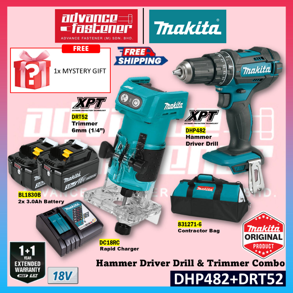 MAKITA 18V COMBO KIT ROUTER AND IMPACT DRILL (DRT52+DHP482)