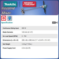 MAKITA MT Series M6600XB Mixer