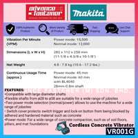 Makita VR001 / VR001GZ 40Vmax Cordless Concrete Vibrator