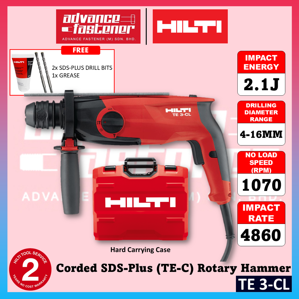 HILTI TE 3-CL SDS Plus Rotary Hammer 2.1J