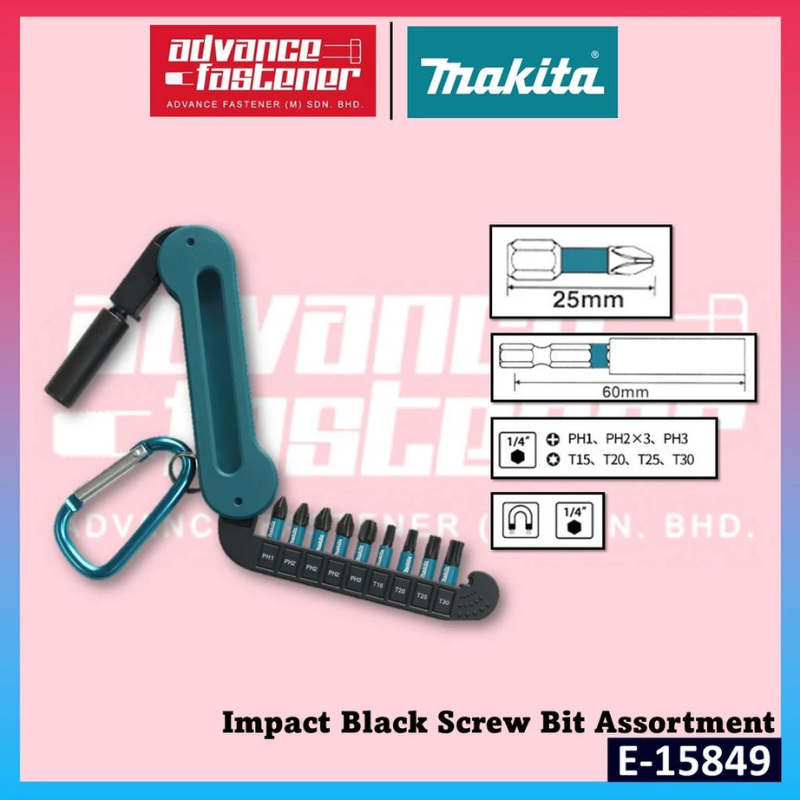 MAKITA Accessories E-15849 Impact Black Screw Bit Assortment