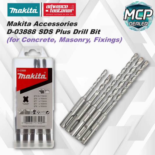 MAKITA Accessories D-03888 SDS Plus Drill Bit ( for Concrete / Masonry / Fixings )
