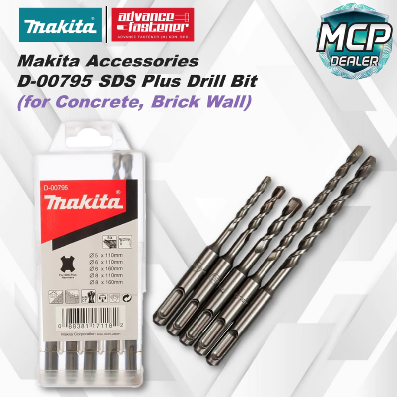 MAKITA Accessories D-00795 SDS Plus Drill Bit ( for Concrete / Masonry / Fixings )