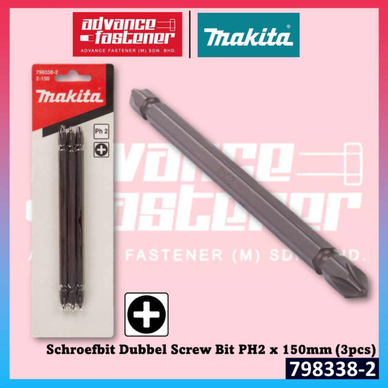 Makita 798338-2 Schroefbit Dubbel Screw Bit PH2 x 150mm (3pcs)