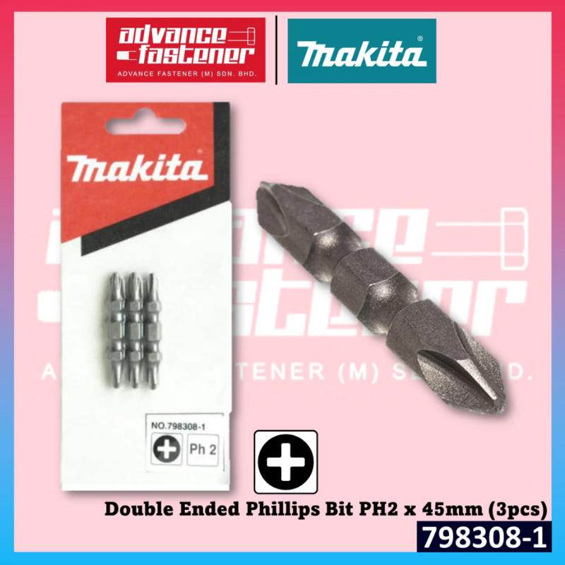 Makita 798308-1 Double Ended Phillips Bit PH2 x 45mm (3pcs)