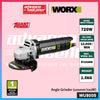 WORX WU800S 720W Corded Angle Grinder 100MM (4