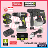 WORX 3-in-1 Cordless Combo Set WU388/WU369X/WU806