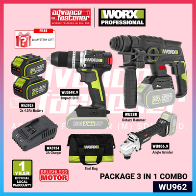 WORX 3-in-1 Cordless Combo Set WU388/WU369X/WU806