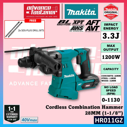 MAKITA HR011GM202 / HR011GZ 40Vmax Cordless 3-Modes Combination Hammer 28MM (1-1/8")
