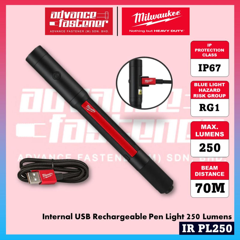 Milwaukee IR PL250 Internal USB Rechargeable Pen Light 250 Lumens