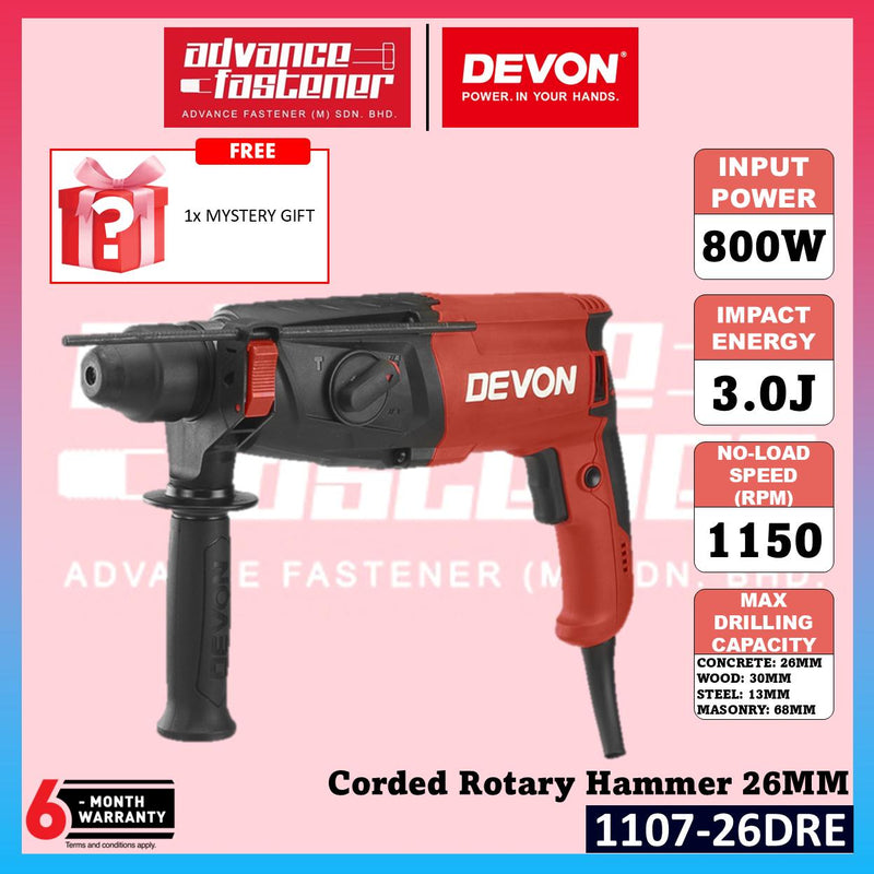 DEVON 1107-26DRE Corded Rotary Hammer 26MM 800W