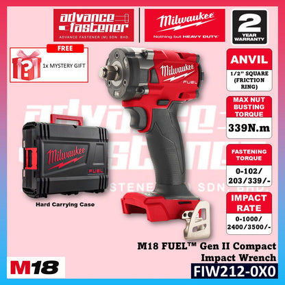 Ready Stock | Original Milwaukee M18 FUEL Impact Wrench Combo Set ( FMTIW2F12 Mid Torque Impact Wrench + FIW212 Compact Impact Wrench )  | 2 Year Warranty | Fast Shipping