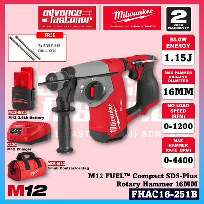 Milwaukee FHAC16-601B / FHAC16-0 M12 FUEL Compact SDS-Plus Rotary Hammer 16MM