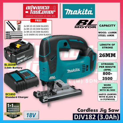 Makita DJV182RME / DJV182RFE / DJV182Z 18V Cordless Jig Saw