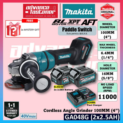 MAKITA GA048GZ 40Vmax Cordless Angle Grinder 100MM (4") ( Paddle Switch )