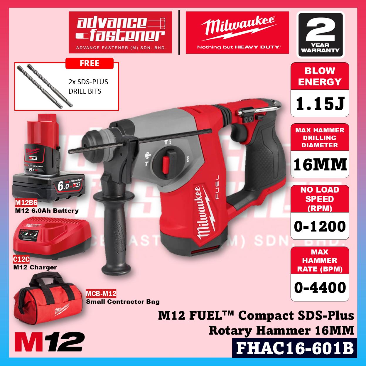 Milwaukee FHAC16-601B / FHAC16-0 M12 FUEL Compact SDS-Plus Rotary Hammer 16MM