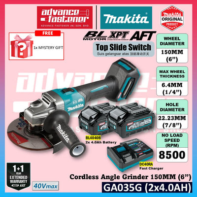 MAKITA GA035GZ 40Vmax Cordless Angle Grinder 150MM ( 6" ) ( Top Slide Switch )