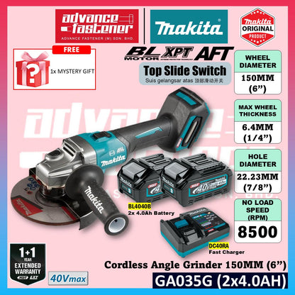 MAKITA GA035GZ 40Vmax Cordless Angle Grinder 150MM ( 6" ) ( Top Slide Switch )
