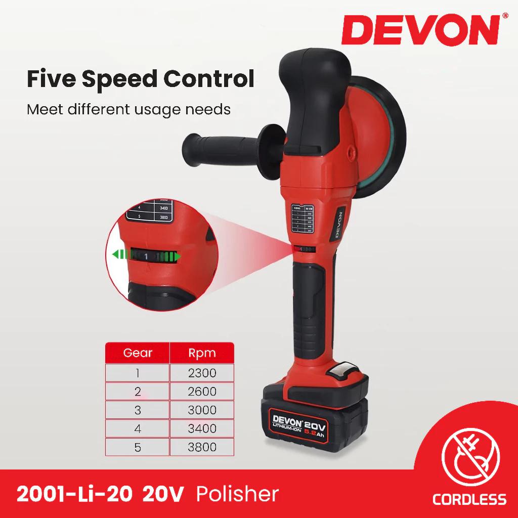 Devon 2001-Li-20 20V Lithium-Ion Brushless Cordless Polisher 150MM (6")