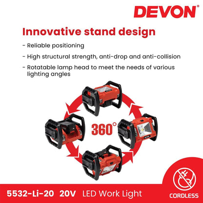 Devon 20V Cordless Emergency Utility Combo ( 5940-Li-20 Dual Function Inflator 5532-Li-20 Work Light
