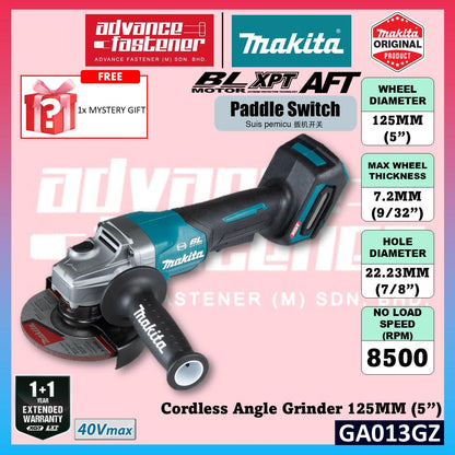 MAKITA GA013GM201/ GA013GD201 / GA013GZ 40Vmax Cordless Angle Grinder 125 mm (5") ( Paddle Switch )