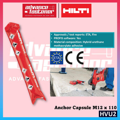 Hilti HVU2 Anchor capsule Adhesive capsule M12x110 / 1 pcs ( Hybrid urethane methacrylate adhesive )