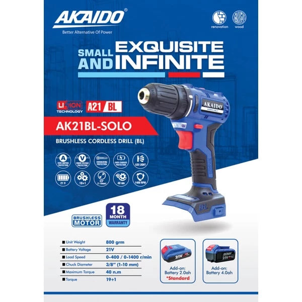 Akaido CBCS165-A1266 MEGA SAVE COMBO 21V ( AKCS165BL Circular Saw / AKM9021BL Impact Driver & AK21BL Impact Drill )