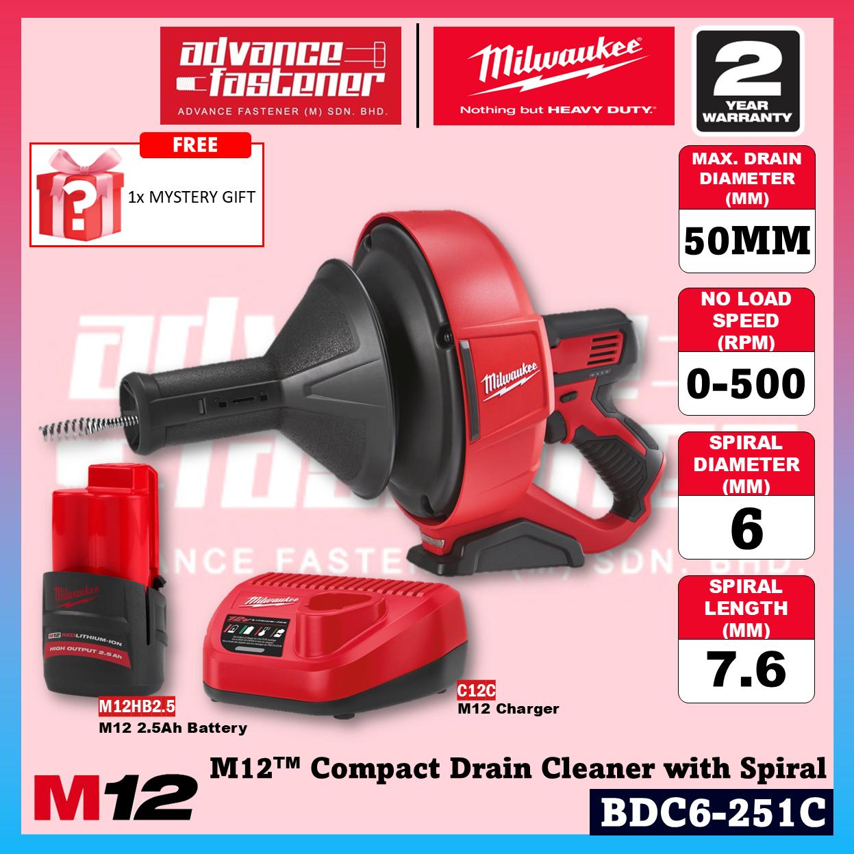 Milwaukee BDC6-202C / BDC6-0C M12 Compact Drain Cleaner w/ Spiral Diameter 6MM