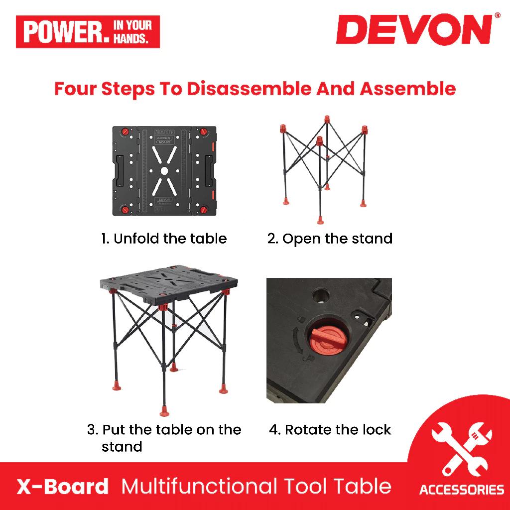 DEVON 8002200044 X-Board Multifunctional Portable Work Table 61 x 71 x 81 cm