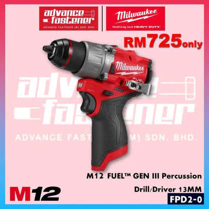 Milwaukee M12 FPP2A20-302X SA ESSENTIAL Combo ( FPD2-0 Percussion Drill / Driver 13mm & FID2-0 Hex Impact Driver 1/4" )