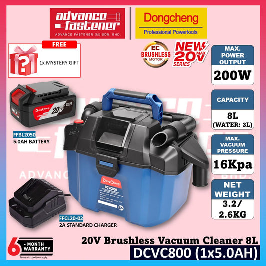 DONG CHENG DCVC800 20V Brushless Cordless Vacuum Cleaner 8L ( Dry & Wet ) ( TYPE DM / Z )