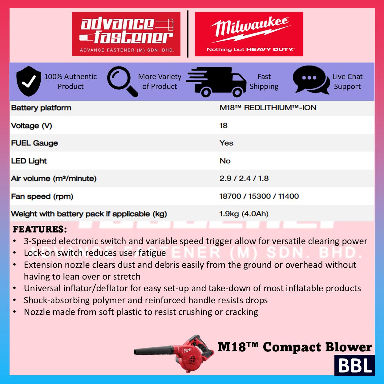 Milwaukee M18 Air-Con Maintenance Kit ( FVP5 M18 FUEL 5 CFM Vacuum Pump + BBL M18 Compact Blower )