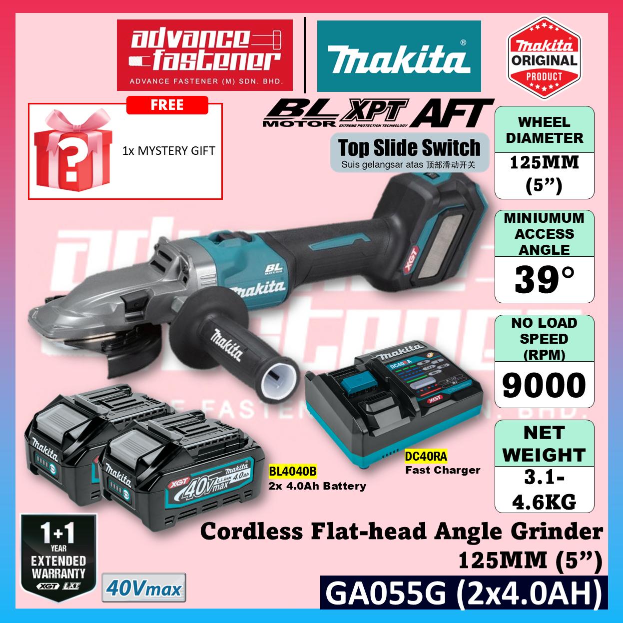 Makita GA055GZ 40Vmax Cordless Flat-head Angle Grinder 125MM (5") ( Top Slide Switch )