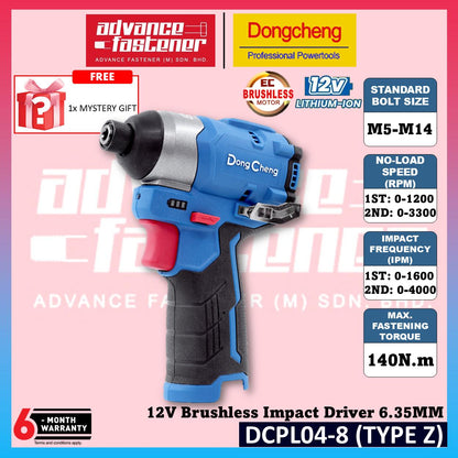 DONG CHENG DCKIT36BK 12V Brushless Cordless Compact Kit ( DCJZ1250 12V Brushless Driver Drill / DCPL04-8 12V Brushless Impact Driver )
