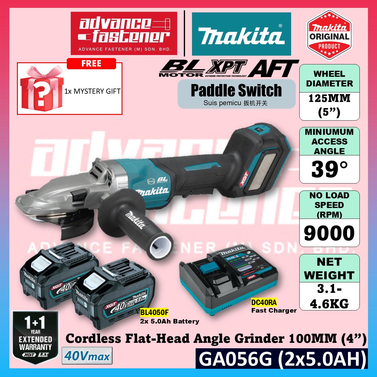 Makita GA056GZ 40Vmax Cordless Flat-head Angle Grinder 125MM (5") ( Paddle Switch )