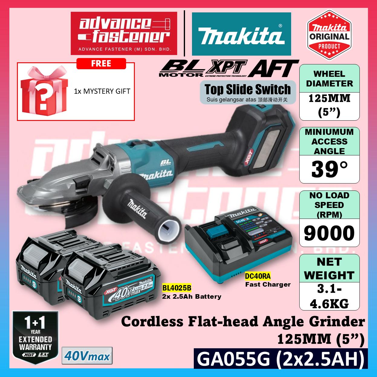 Makita GA055GZ 40Vmax Cordless Flat-head Angle Grinder 125MM (5") ( Top Slide Switch )