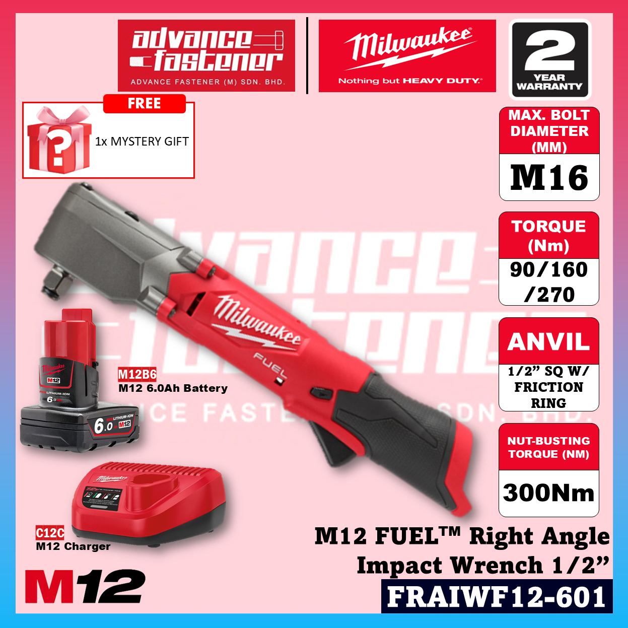 Milwaukee FRAIWF12-301B / FRAIWF12-0 M12 FUEL Right Angle Impact Wrench 1/2”
