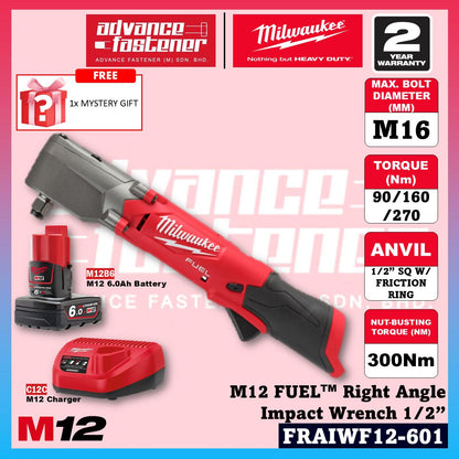 Milwaukee FRAIWF12-301B / FRAIWF12-0 M12 FUEL Right Angle Impact Wrench 1/2”