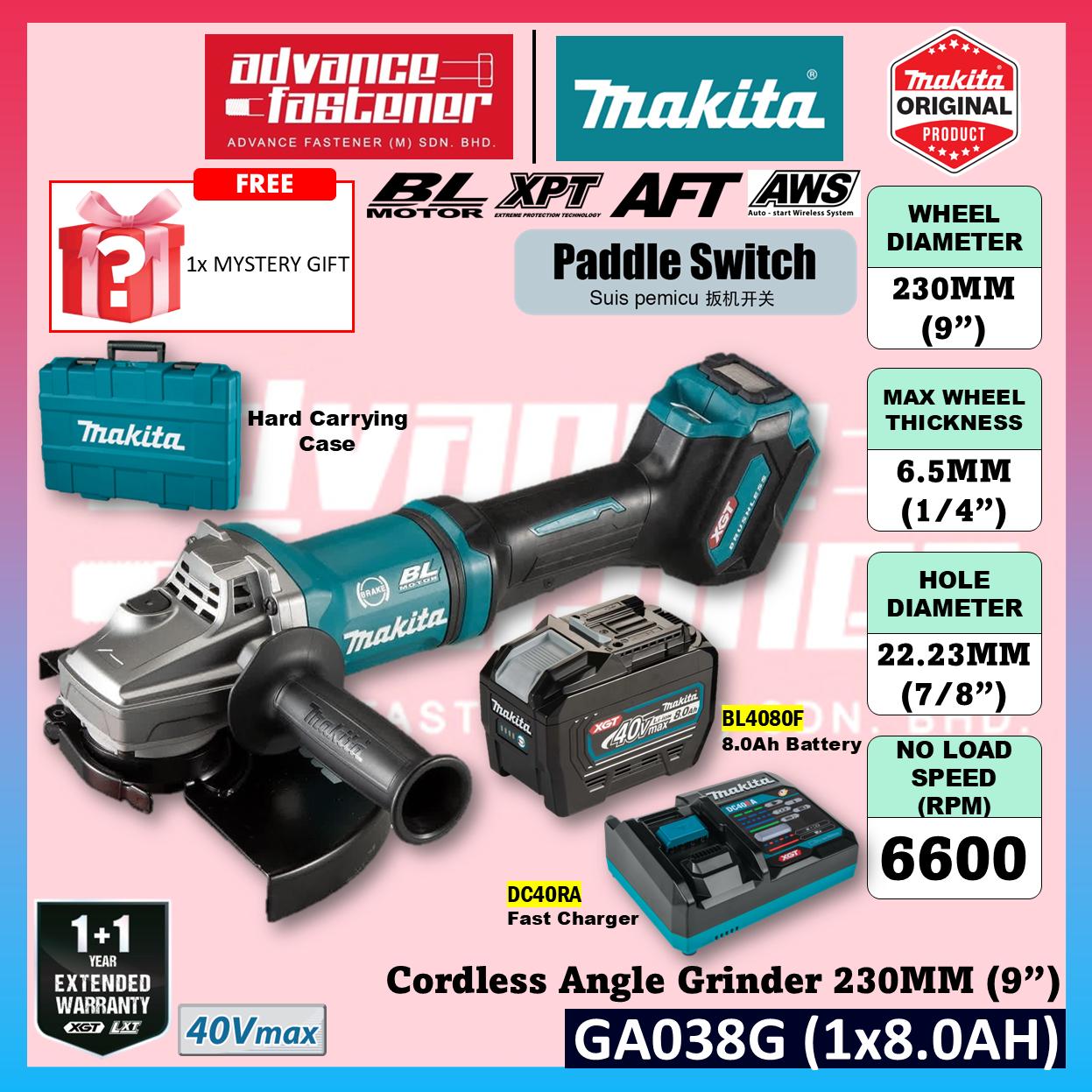 MAKITA GA038GZK 40Vmax Cordless Angle Grinder 230MM ( 9" ) ( Paddle Switch )