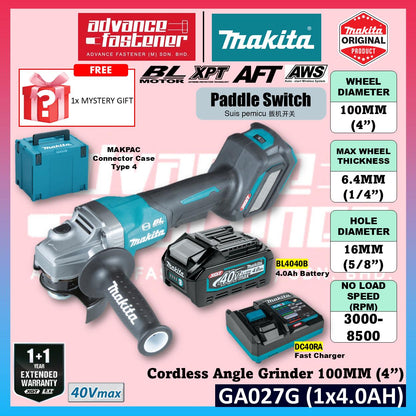 MAKITA GA027GM201 / GA027GZ 40Vmax Cordless Angle Grinder 100MM (4") ( Paddle Switch )