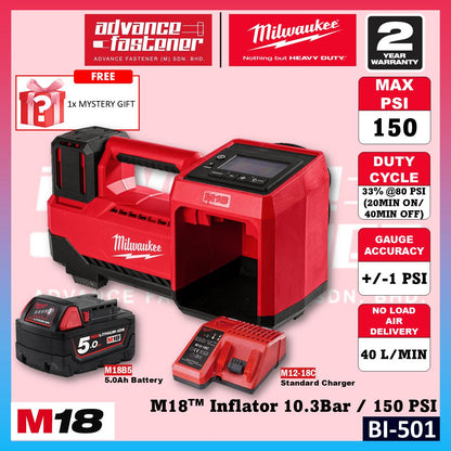 Milwaukee BI-501 / BI-0 M18 Inflator 10.3 Bar / 150 PSI