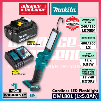 Makita DML801 / DEADML801 18V Cordless LED Flashlight