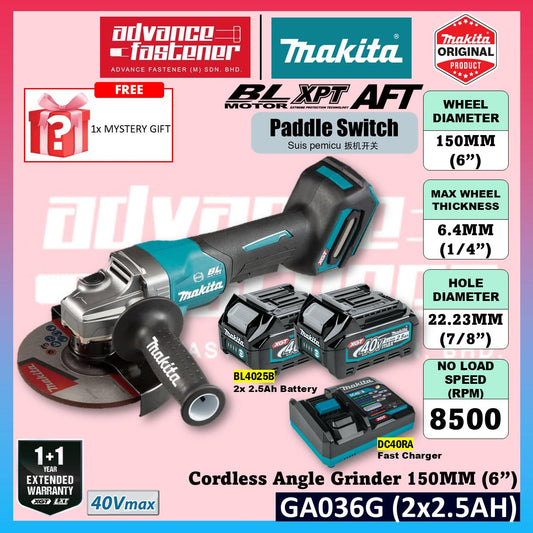 MAKITA GA036GZ 40Vmax Cordless Angle Grinder 150MM ( 6" ) ( Paddle Switch )