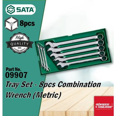 SATA Hand Tools 09907 Tray Set - 8 pcs Full Polish Combination Wrench (Metric)