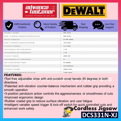 DeWalt DCS331N-XJ 18V XR Cordless Jigsaw