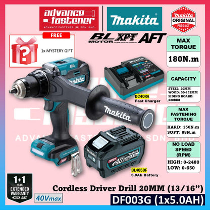 Makita DF003G / DF003GZ 40Vmax Cordless Driver Drill 20MM (13/16") (Brushless)