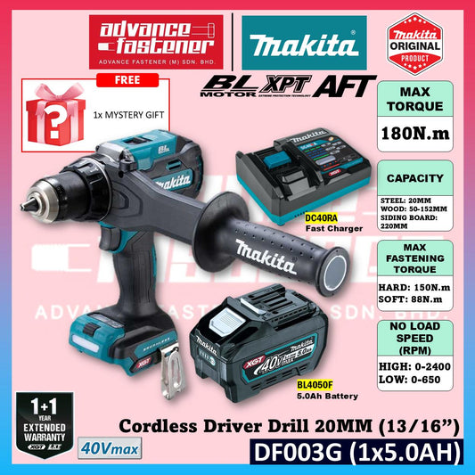 Makita DF003G / DF003GZ 40Vmax Cordless Driver Drill 20MM (13/16") (Brushless)