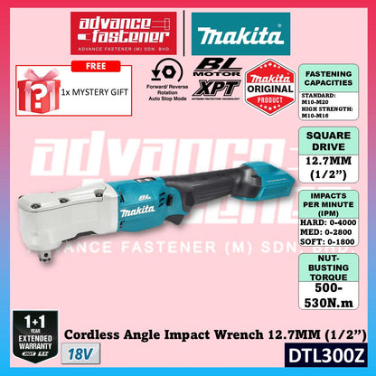Makita DTL300 / DTL300Z 18V Cordless Angle Impact Wrench 12.7MM (1/2") (Brushless)